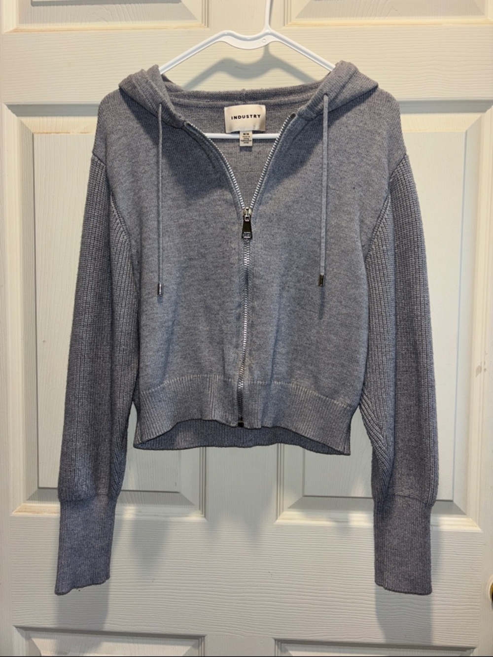 Industry Cropped Gray Zip-Up Hoodie